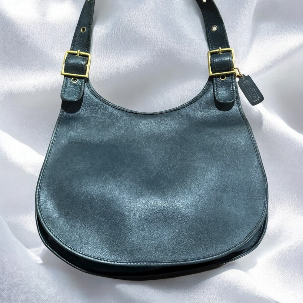 Vintage Coach Navy Large Saddle Metal Tag NYC 9210